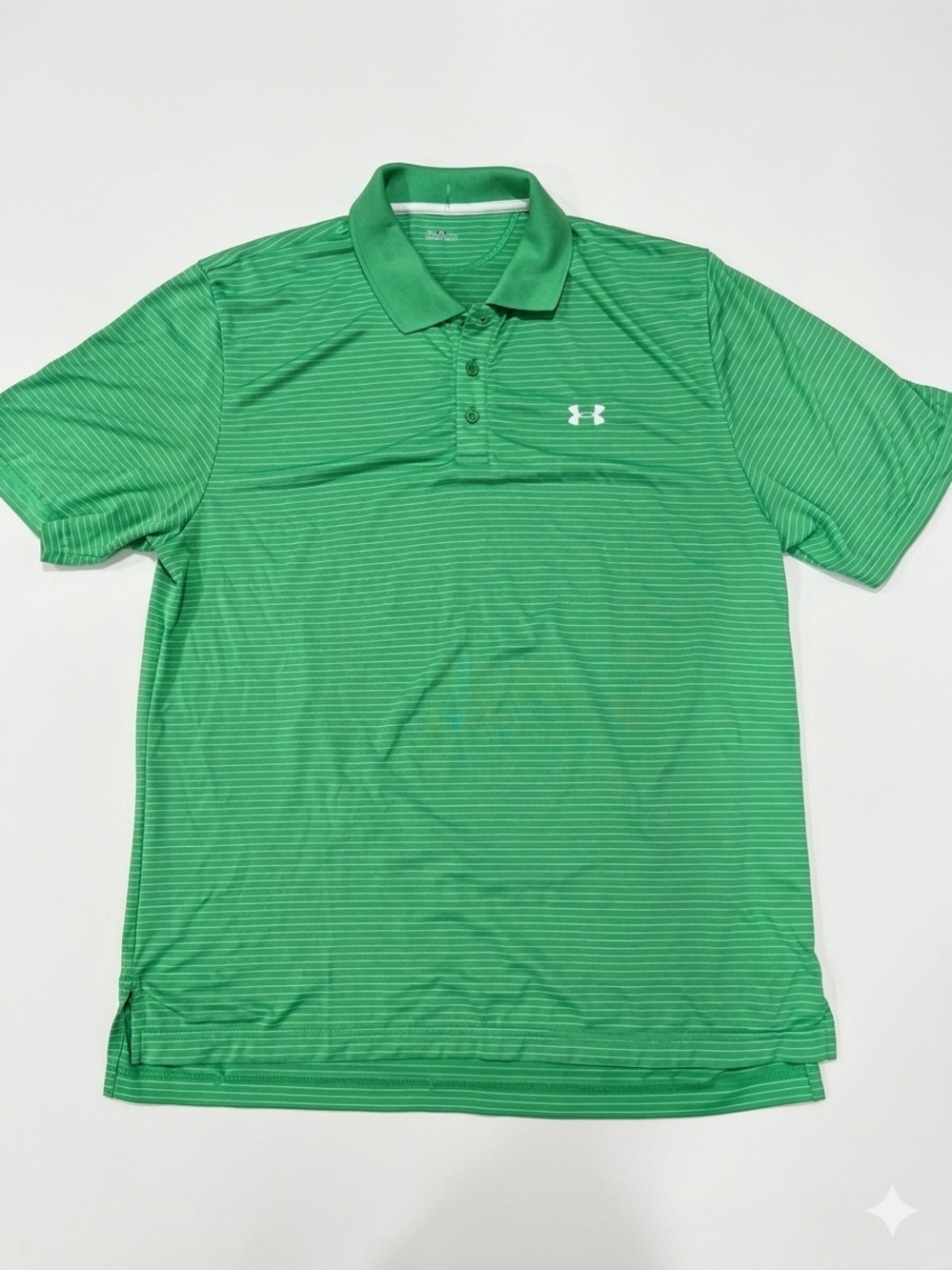 Under Armour Men's Green Striped Short Sleeve Golf Polo Shirt Size Large